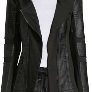 Blanc Noir Leather Hooded Moto Jacket